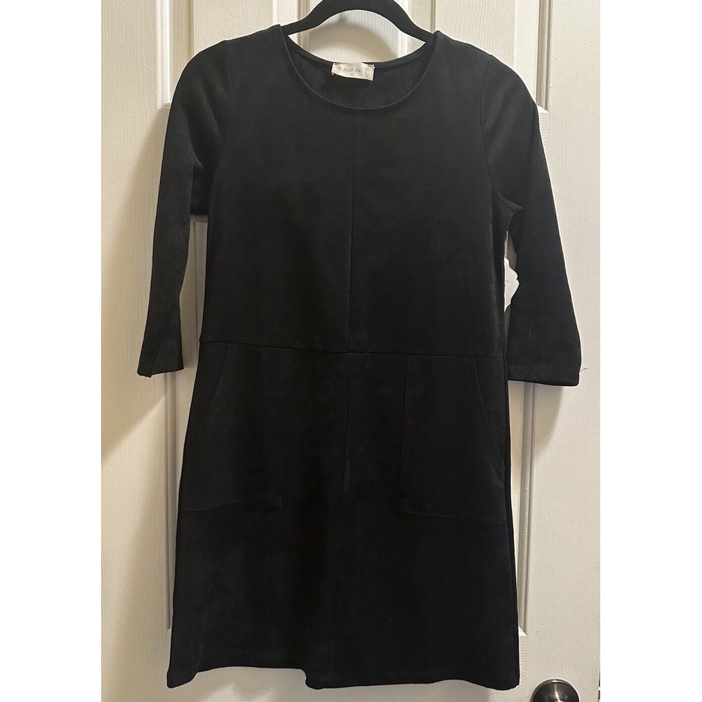 Altar'd State Pocketed Faux Suede Dress Black XS NWT‎